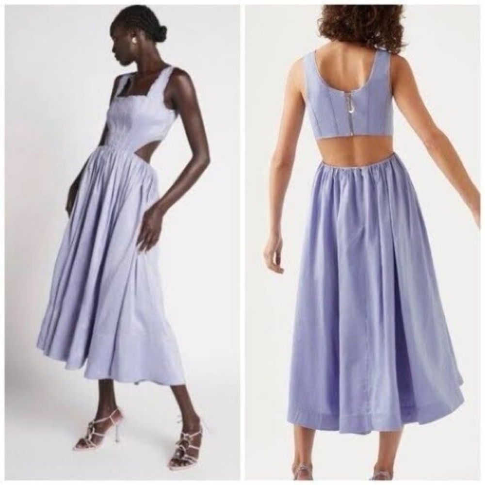 Aje - Lilac Cutout Midi Dress with Square Neck - New without tag